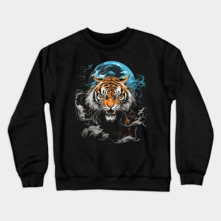 Moonlight Tiger Chinese Japanese China Ancien Crewneck Sweatshirt